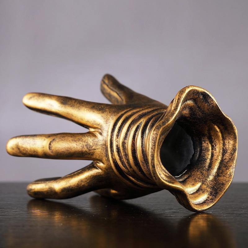 Vintage Bronze Gloved Hand Vase/Wine Holder - Nordic Side - 