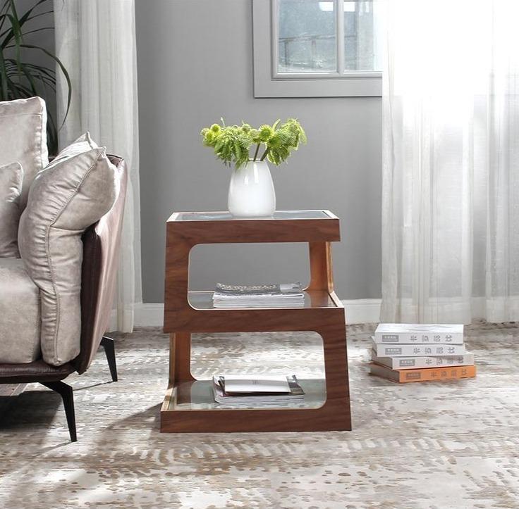 Thierry - Three Tier Walnut End Table - Nordic Side - 05-02, feed-cl0-over-80-dollars, feed-cl1-furniture, modern-furniture