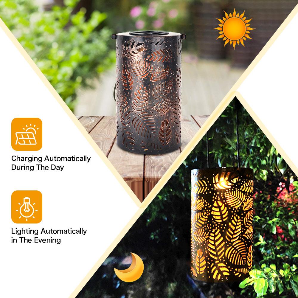 Mateo - Leaf Pattern Shadow Cast Lantern - Nordic Side - 06-23