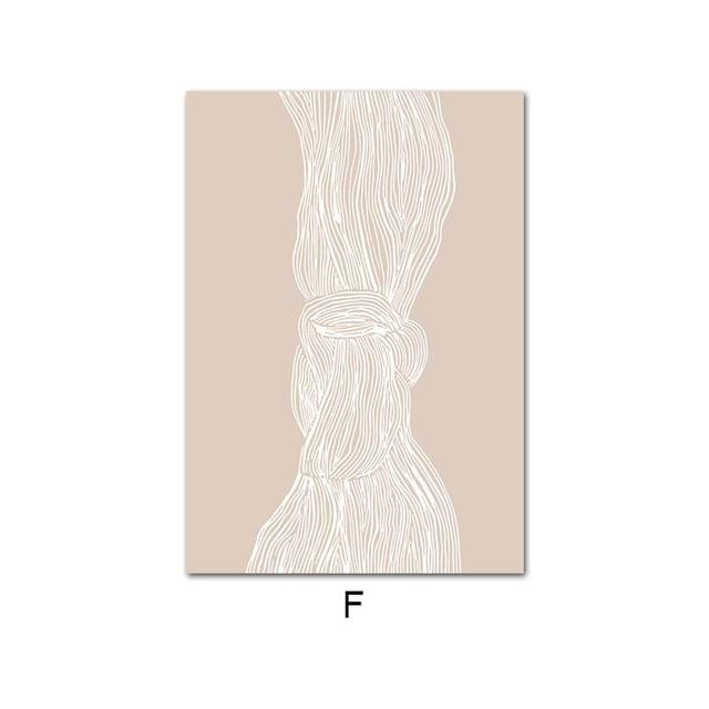 Neutral Tone Modern Abstract Line Drawing Canvas Painting