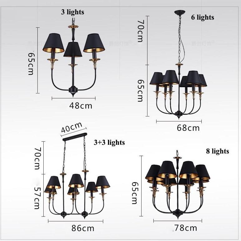 Black Retro Iron Led Chandeliers - Nordic Side - 