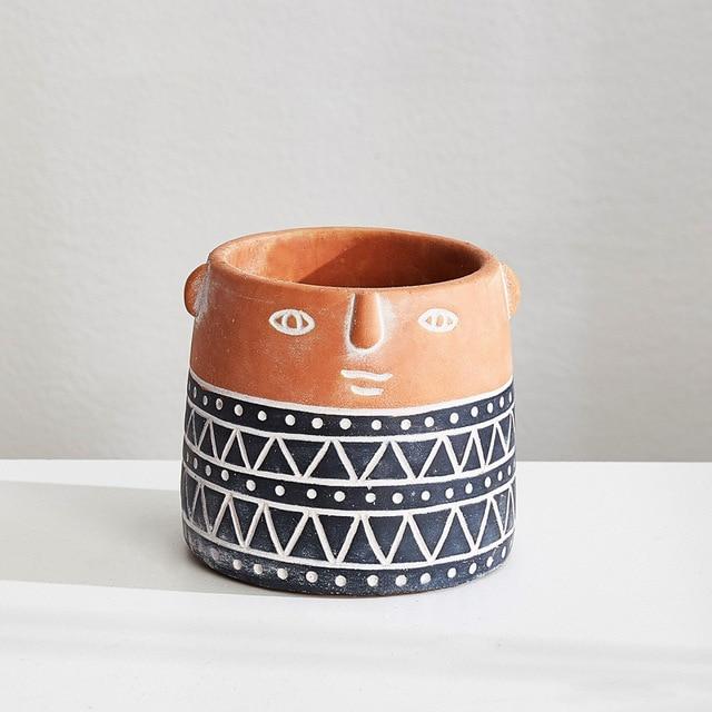 Abstract Smiling Face Planter - Porcelain