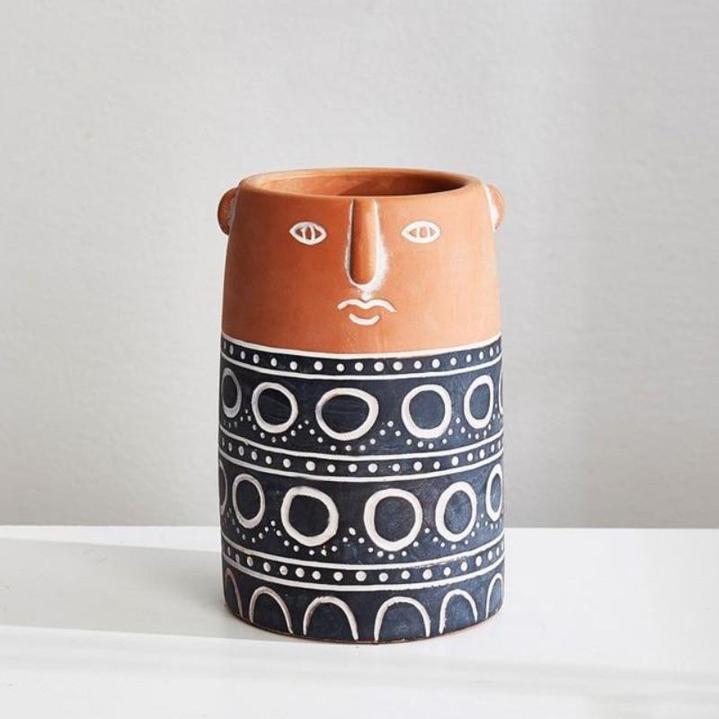 Abstract Smiling Face Planter - Porcelain