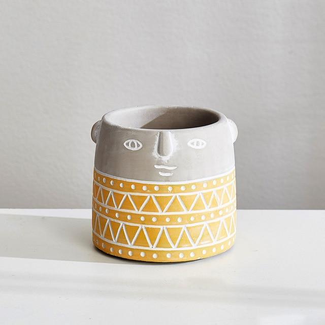 Abstract Smiling Face Planter - Porcelain