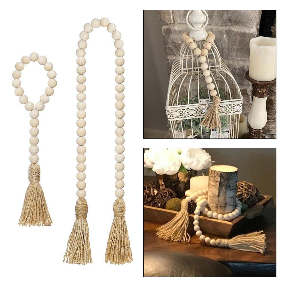 Hand Wooden Bead Tassel Home Decor