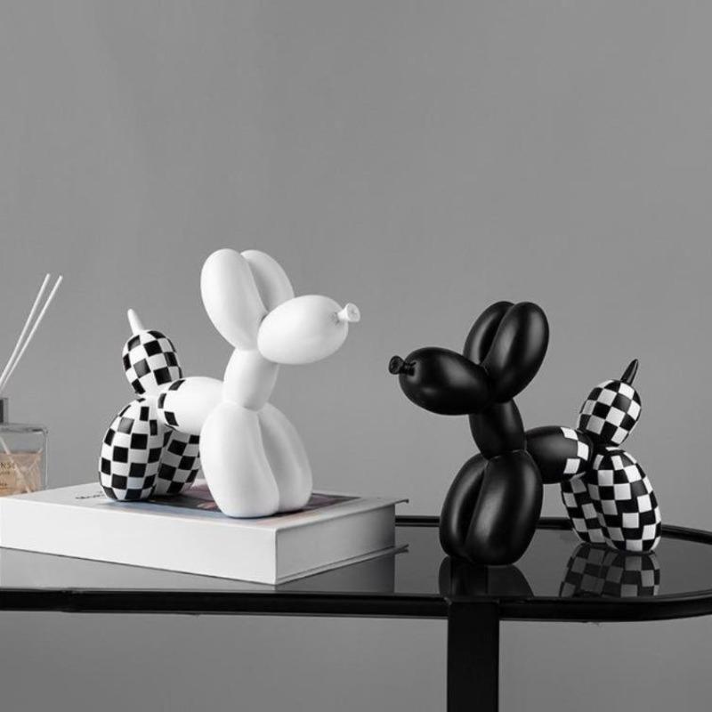 Checkered Balloon Dog Sculpture Collection