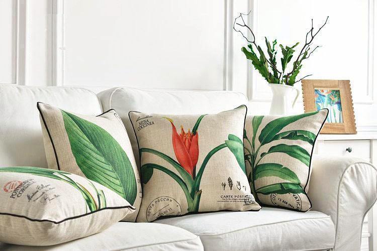 Tropic Leaf with Floral Cushion Cover - Nordic Side - 