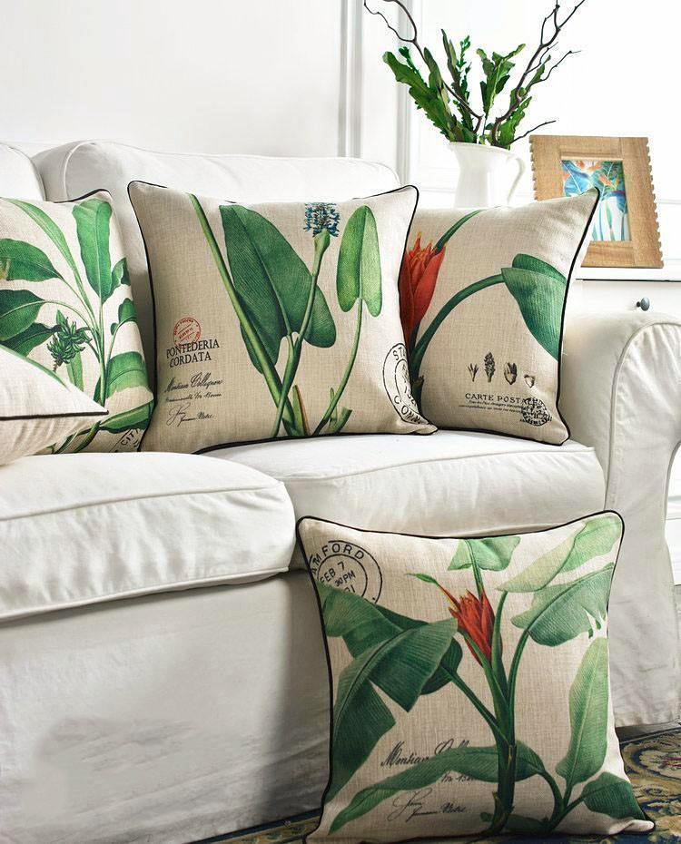 Tropic Leaf with Floral Cushion Cover - Nordic Side - 