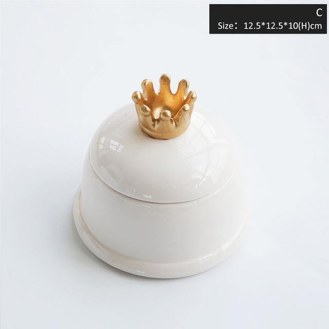 Golden Crown Ceramic Storage Box - Nordic Side - 