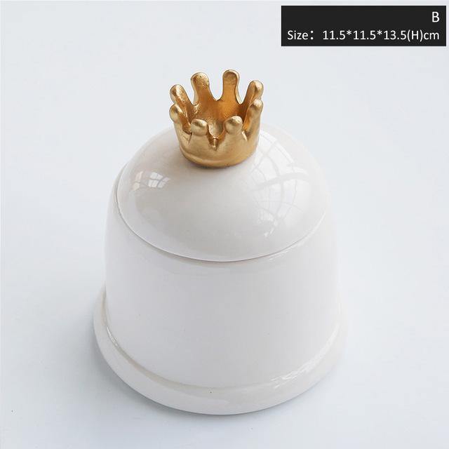 Golden Crown Ceramic Storage Box - Nordic Side - 