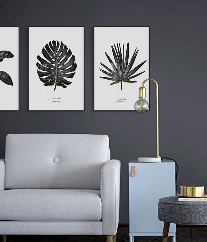 Black & White Palm Leaf - Nordic Side - 