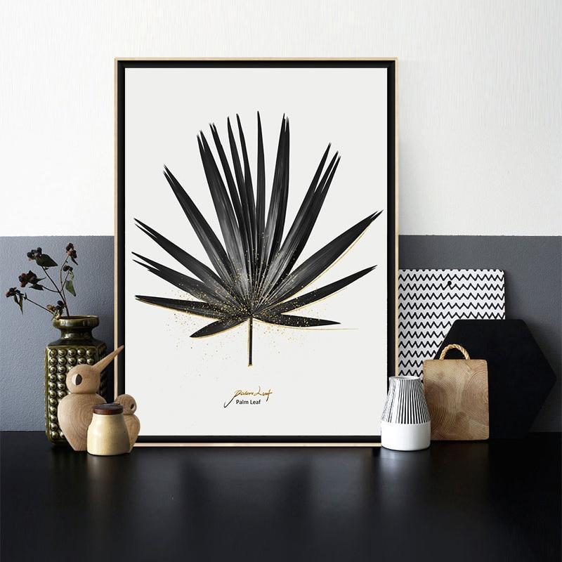 Black & White Palm Leaf - Nordic Side - 