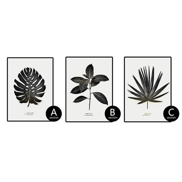 Black & White Palm Leaf - Nordic Side - 