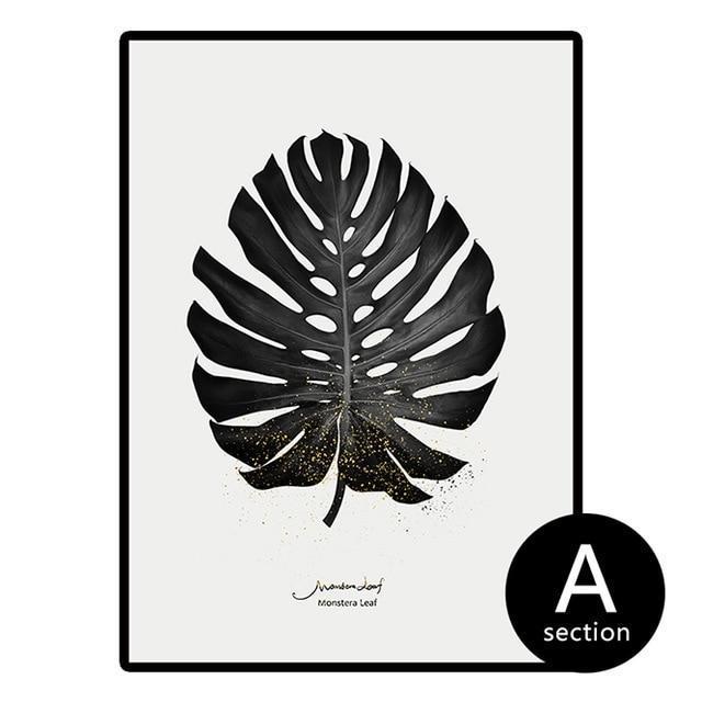 Black & White Palm Leaf - Nordic Side - 