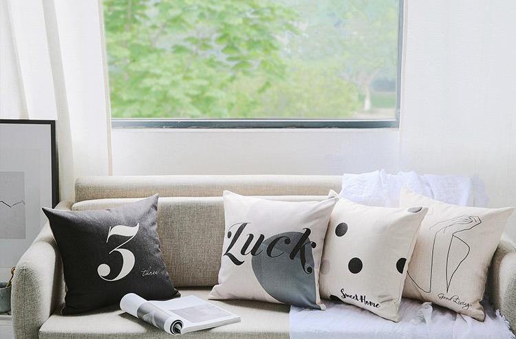 Greyscale Numbered Cushions - Nordic Side - 