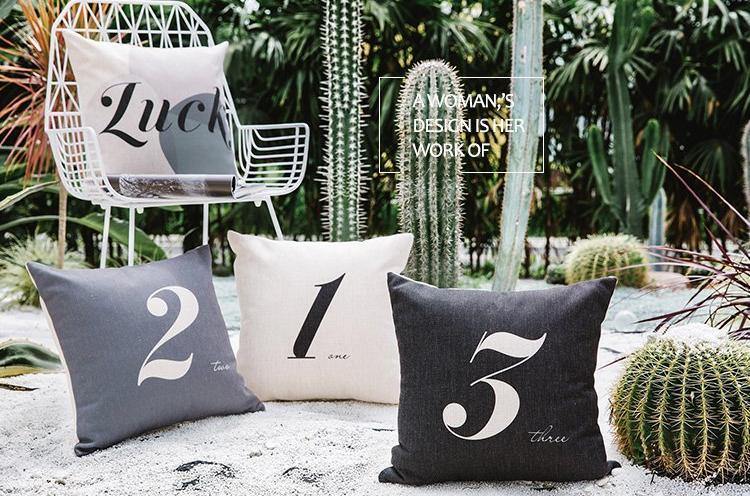 Greyscale Numbered Cushions - Nordic Side - 