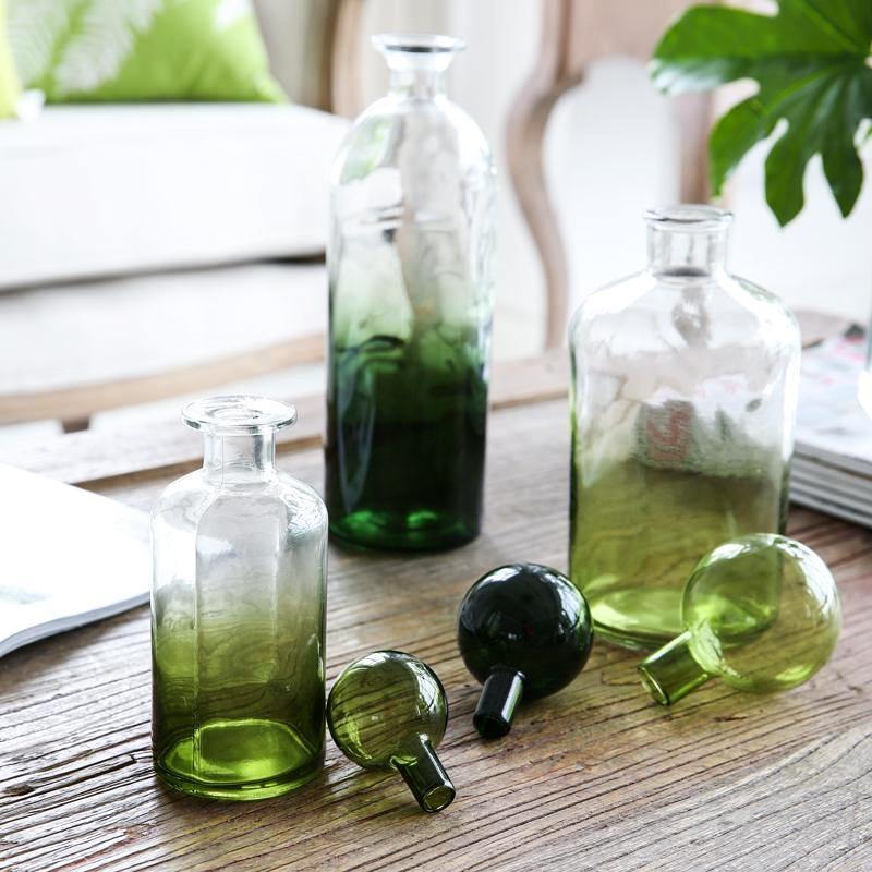 Gradient Green Glass Vase - Nordic Side - 