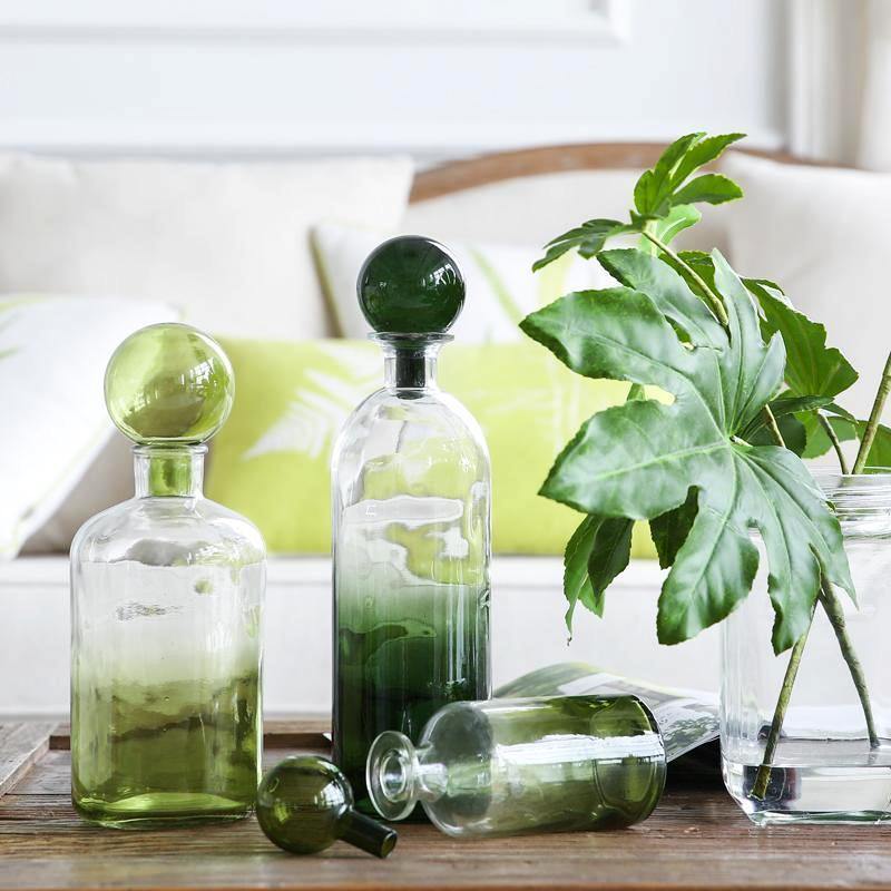 Gradient Green Glass Vase - Nordic Side - 