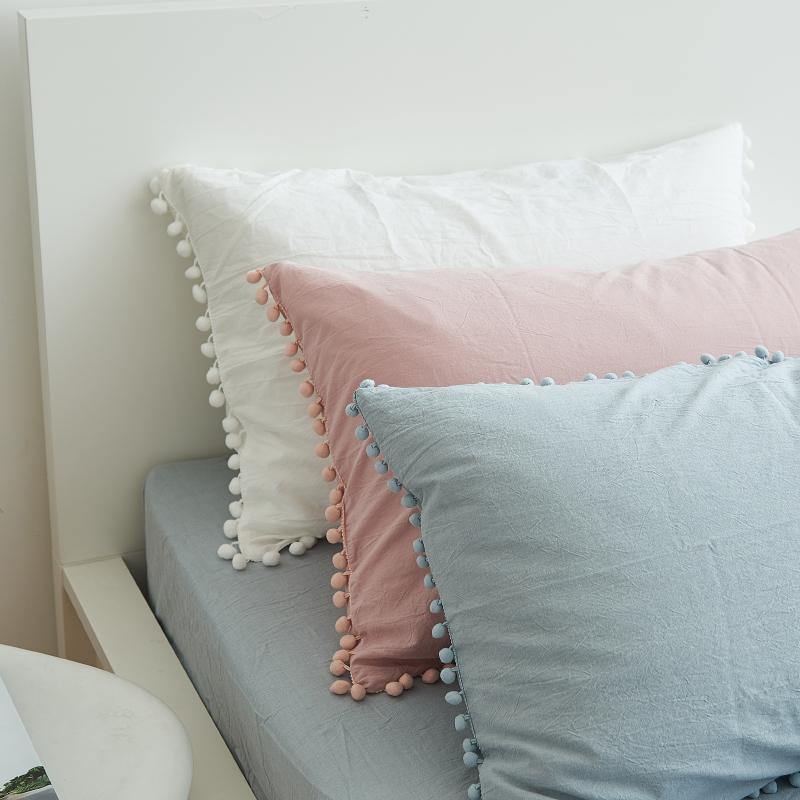 Cotton Pom Edge Pillowcase - Nordic Side - 