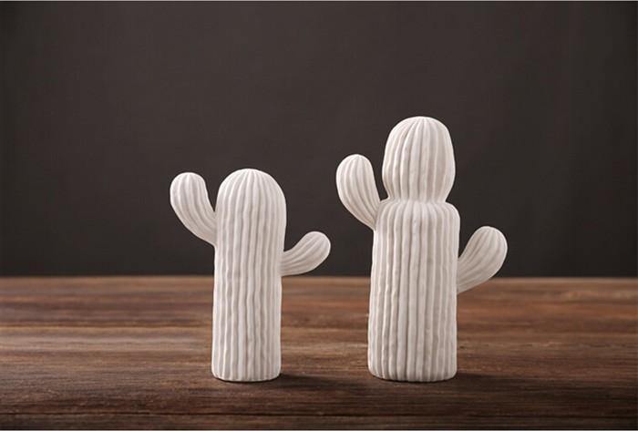 Handmade White Ceramic Cactus - Nordic Side - 