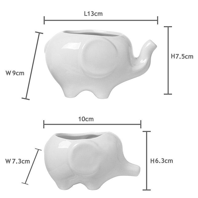 Set of 2 Elephant Ceramic Pot - Nordic Side - 