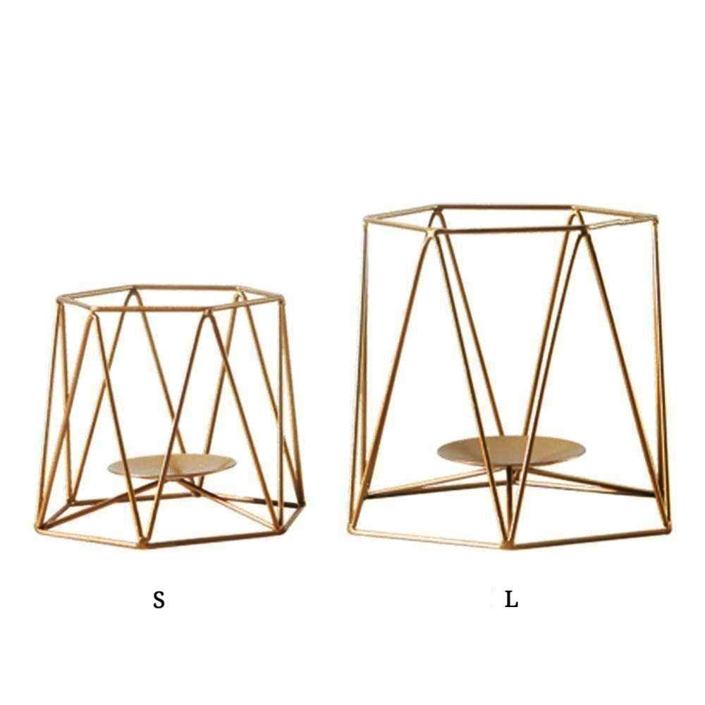 Geometric Gold Iron Candleholder - Nordic Side - 