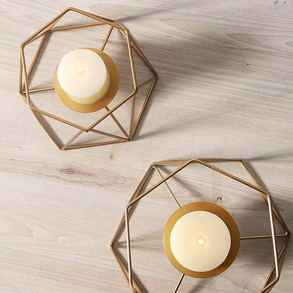 Geometric Gold Iron Candleholder - Nordic Side - 