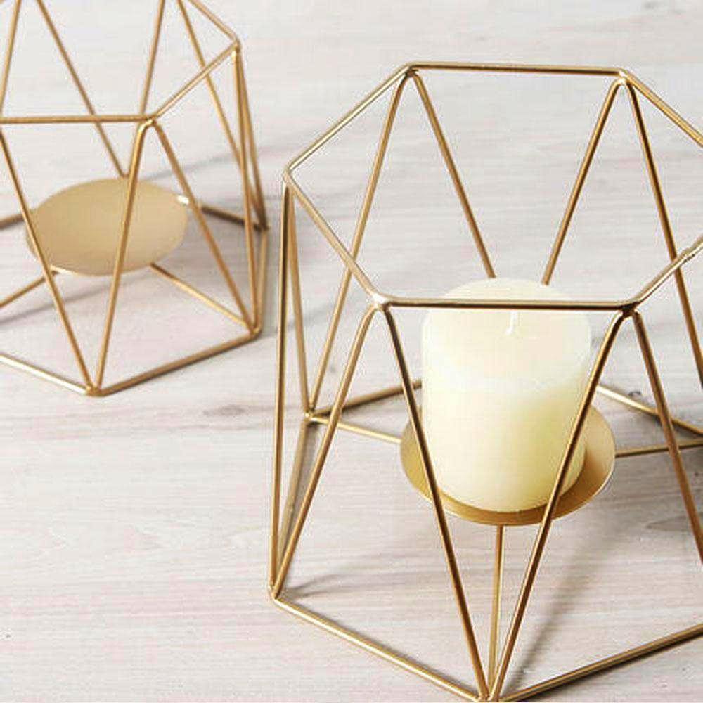 Geometric Gold Iron Candleholder - Nordic Side - 