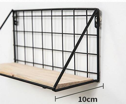 Wooden Iron Wall Shelf - Nordic Side - 