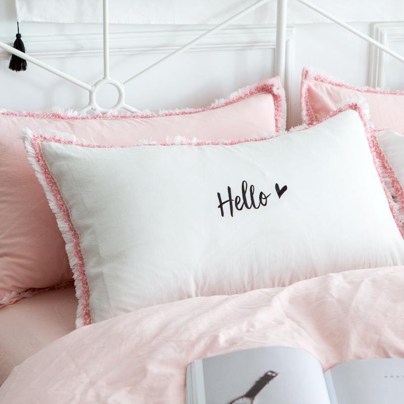 Hello Beautiful Letters For Couple Bedroom (2Pieces Pillow Cushion Covers) - Nordic Side - 