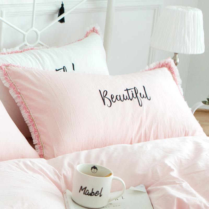 Hello Beautiful Letters For Couple Bedroom (2Pieces Pillow Cushion Covers) - Nordic Side - 