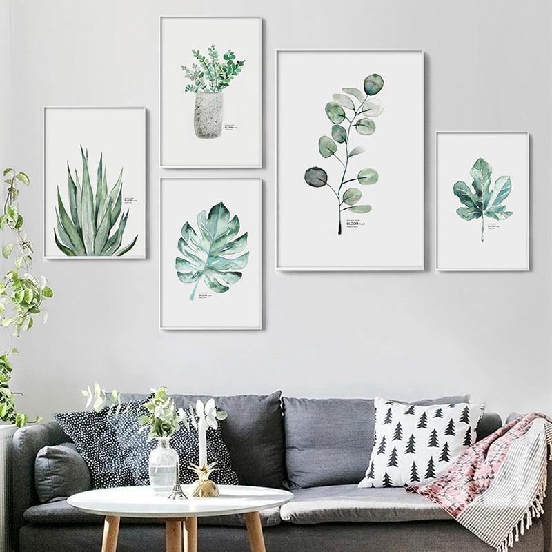 Watercolour Green Plants - Nordic Side - 