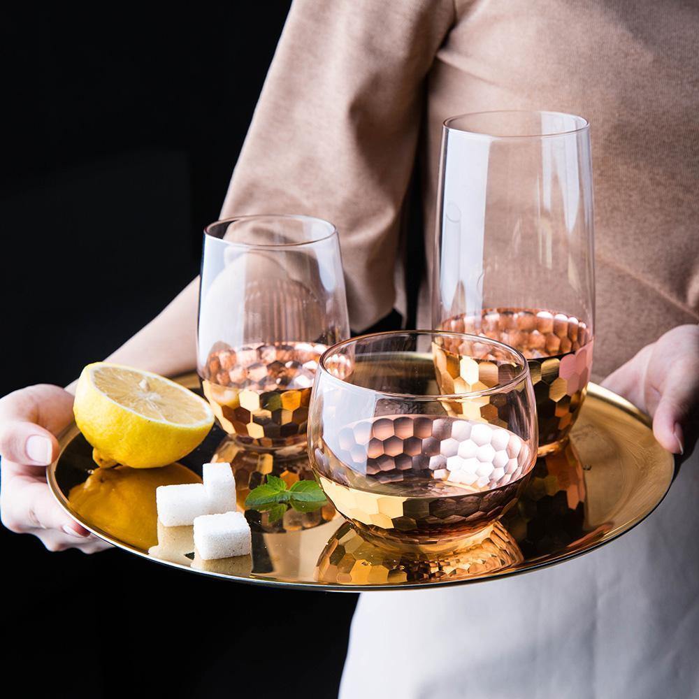 Gold Hexagon Plating Glass Cup - Nordic Side - 