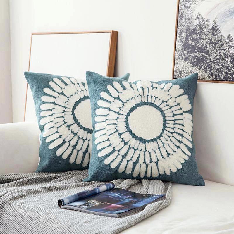 Turquoise Classic Embroidery Cushions - Nordic Side - 