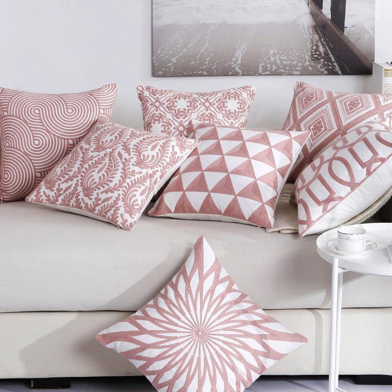 Pink Classic Embroidery Cushions - Nordic Side - 