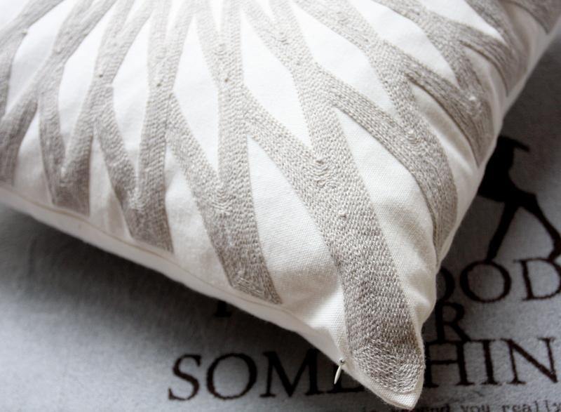 Grey Classic Embroidery Cushions - Nordic Side - 