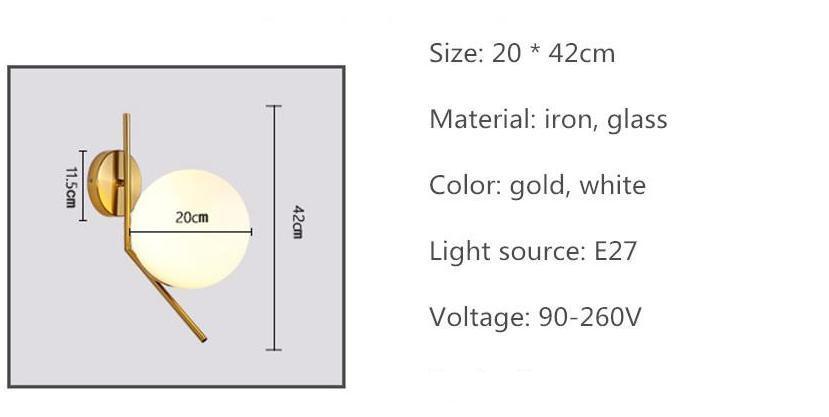 White Glass Ball Wall Light - Nordic Side - 