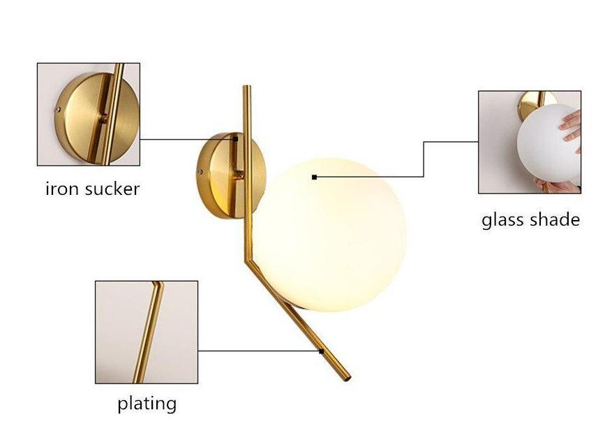 White Glass Ball Wall Light - Nordic Side - 