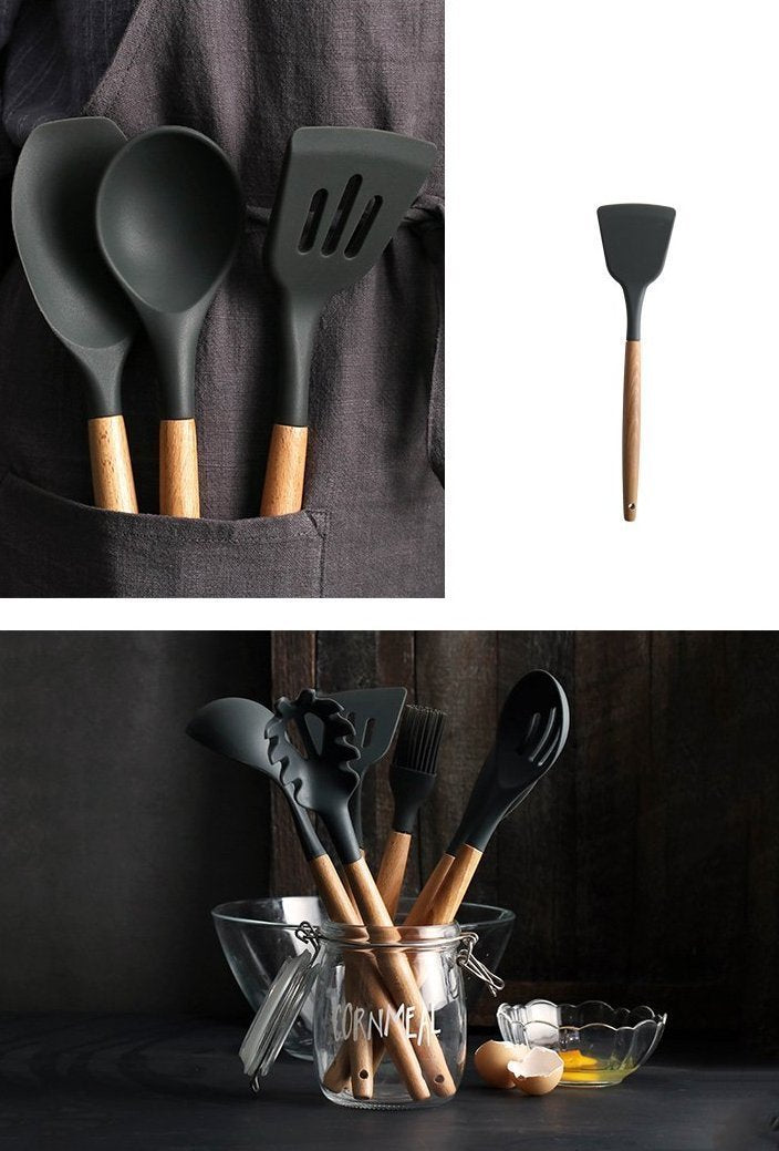 Heat-Resistant Wooden & Silicone Spatula - Nordic Side - 