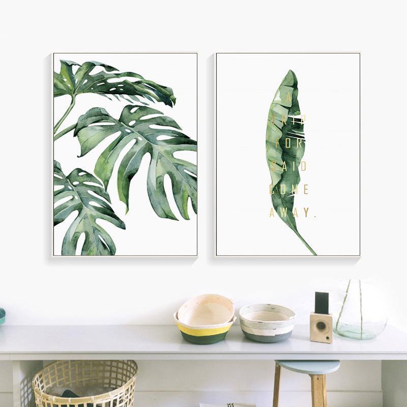 Watercolour Green Leaves - Nordic Side - 