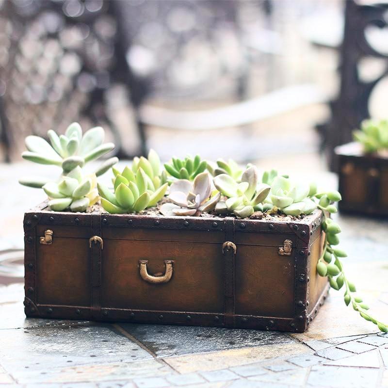 Resin Vintage Suitcase Pot - Nordic Side - 