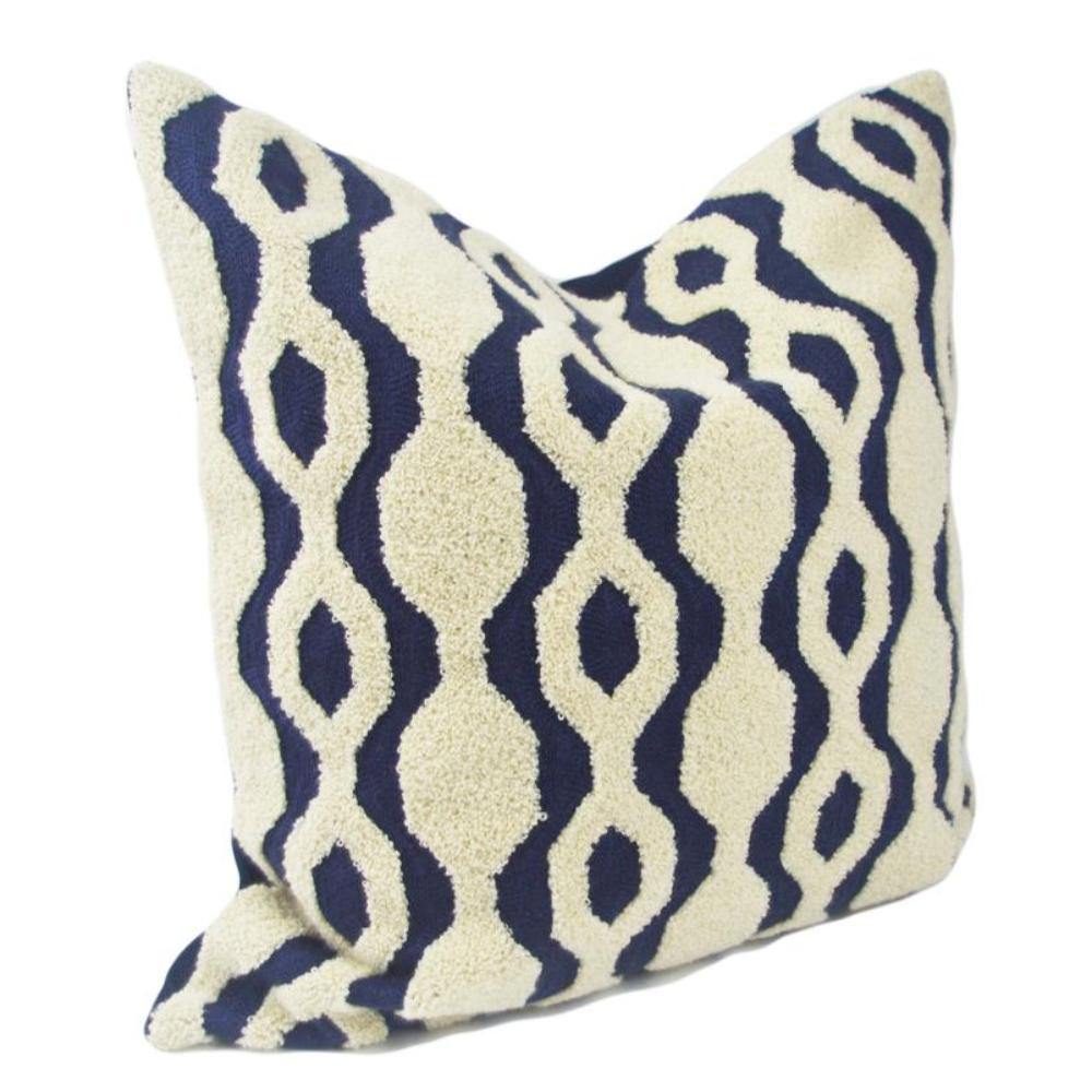 Embroidery Classic Blue White Geometric Pattern Cushion Cover - Nordic Side - 