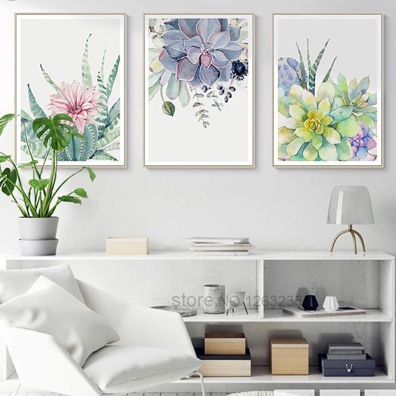 Watercolour Succulent Plants - Nordic Side - 