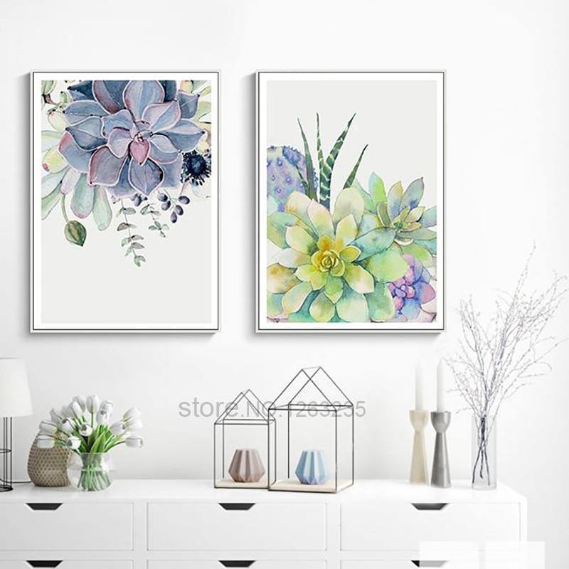 Watercolour Succulent Plants - Nordic Side - 