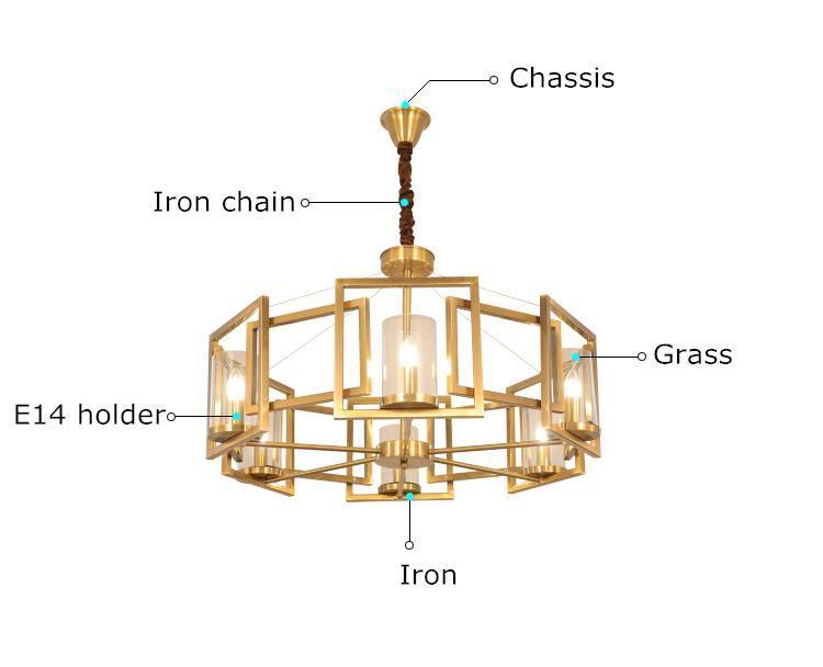 Golden Square Assembled Chandelier - Nordic Side - 