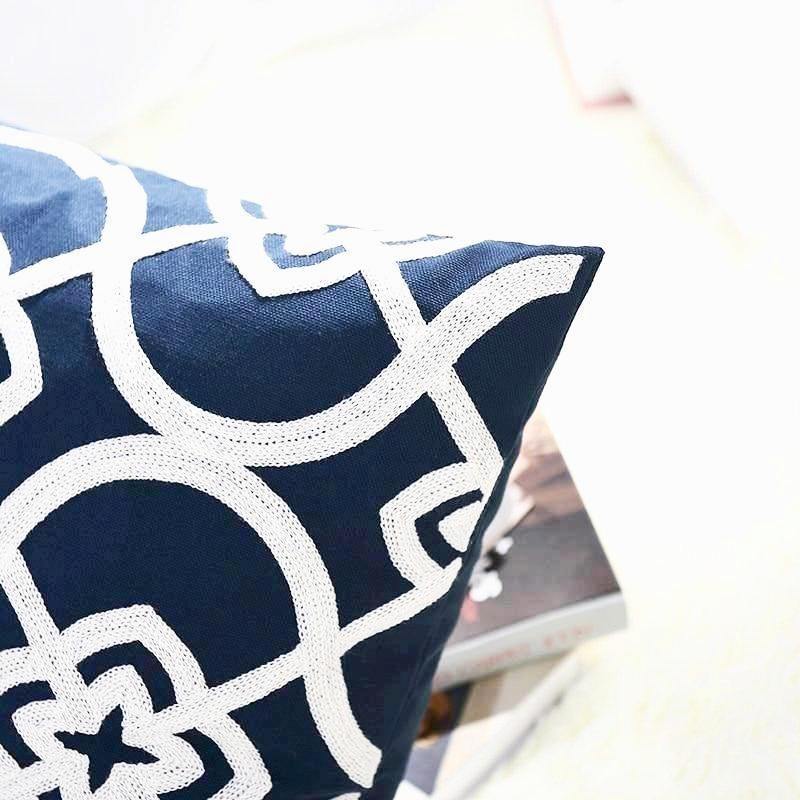 Navy Classic Embroidery Cushions - Nordic Side - 