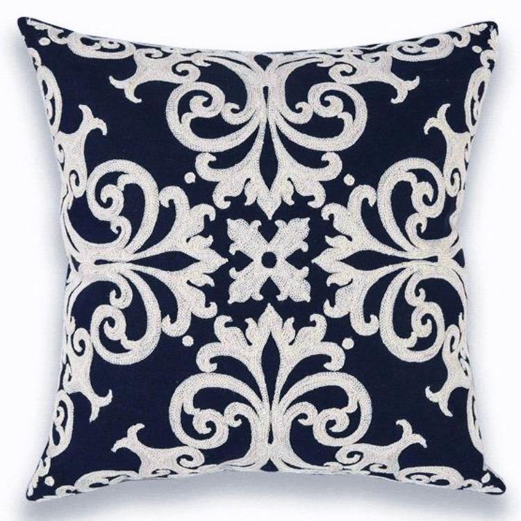 Navy Classic Embroidery Cushions - Nordic Side - 