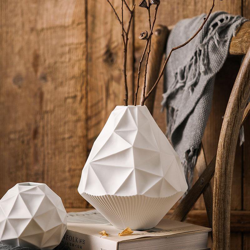 Geometric White Vases - Nordic Side - 