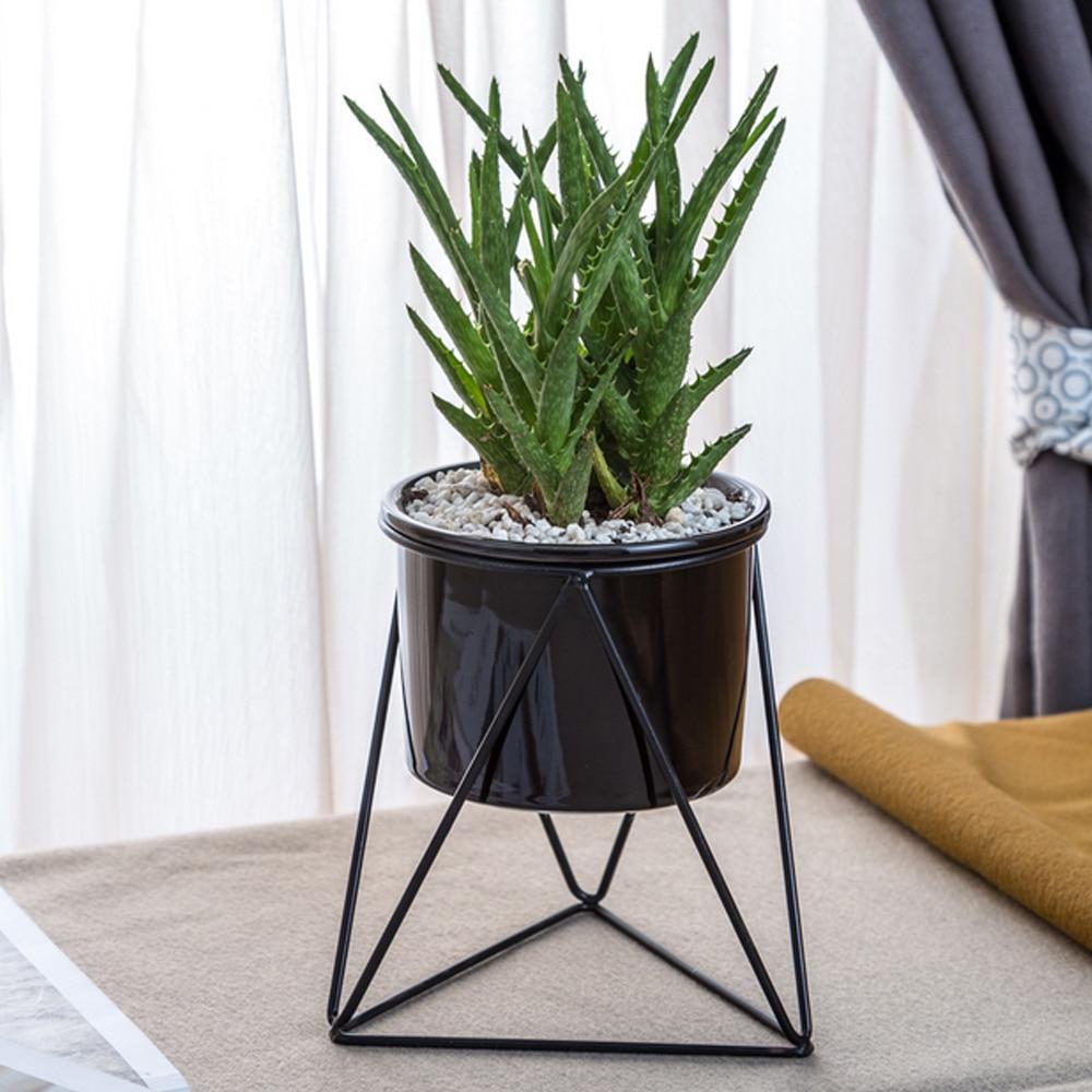 Geometric Ceramic Planter with Stand - Nordic Side - 10-29