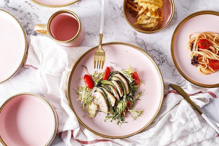 Matt Pink & Gold Dinnerware - Nordic Side - 